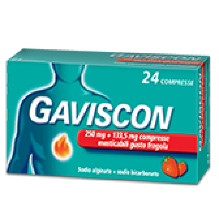 GAVISCON 24 compresse masticabili 250 mg + 133,5 mg gusto fragola