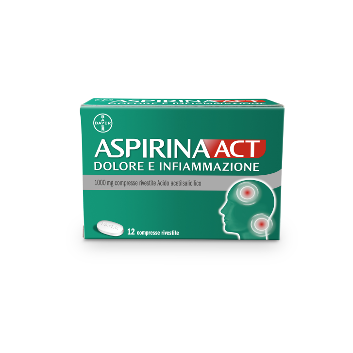 ASPIRINAACT DOLORE E INFIAMMAZIONE*12 cpr riv 1.000 mg