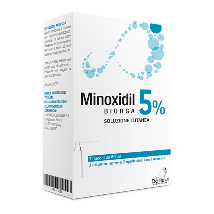 MINOXIDIL BIORGA (LABORATOIRES BAILLEUL) soluzione cutanea 3 flaconi 60 ml 5%