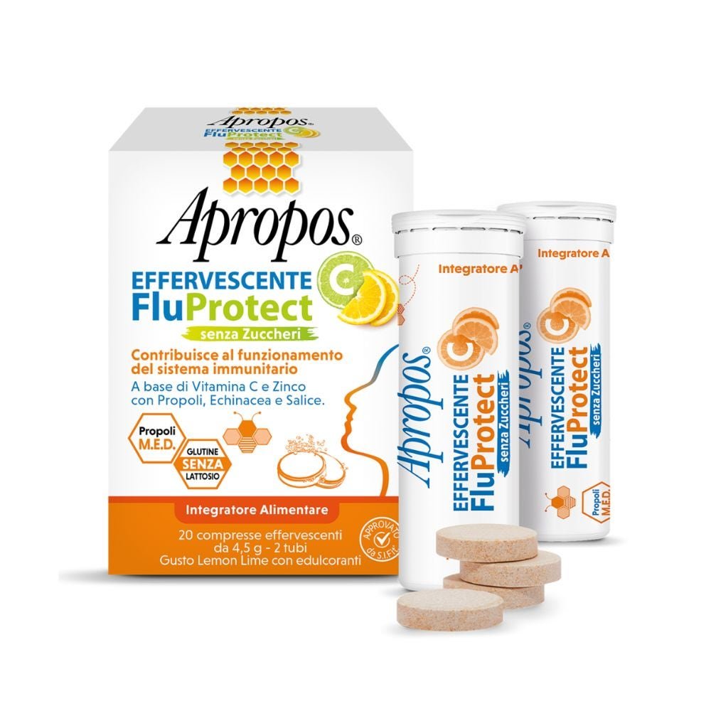 Apropos Effervescente C Fluprotect Senza Zuccheri 20 Compresse Effervescenti 90 G Effervescenti Bambino - Immagine 4