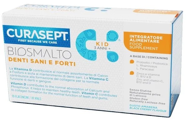 Curasept Biosmalto Kid Integratore Liquido con Lactobacilli Vitamine e Zinco 10 Flaconcini - Curasept