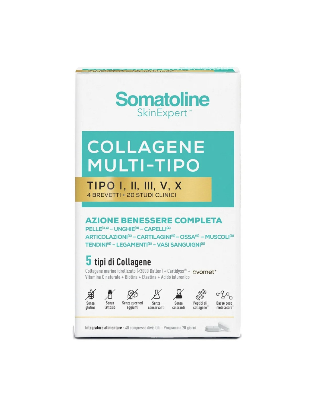 Somatoline Collagene Multi-Tipo 60 Compresse - Integratore per la pelle, i capelli e i tessuti connettivi - Immagine 3