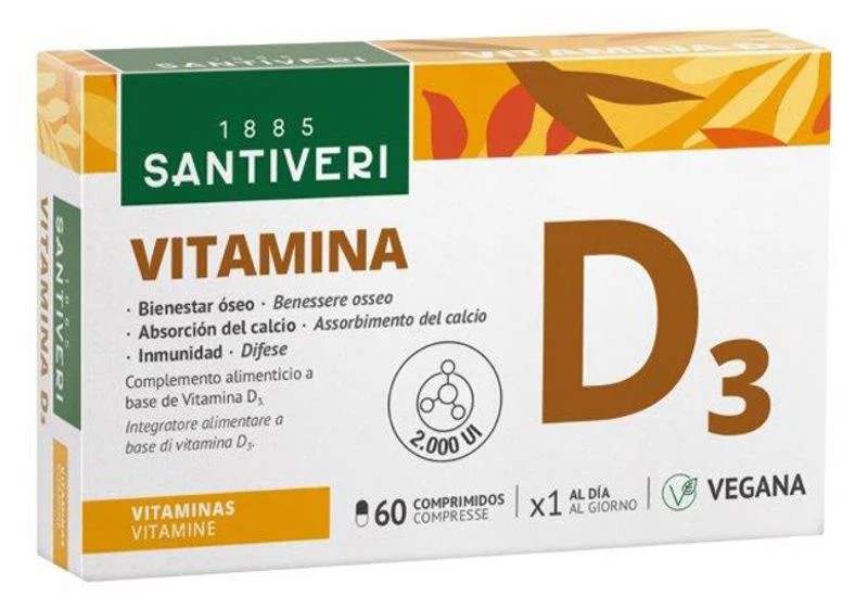 Santiveri Vitamina D3 2000 Ui Integratore Vegetale 60 Compresse - Immagine 8