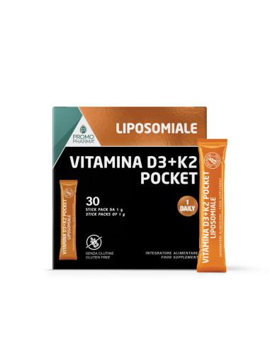 Promopharma Vitamina D3 E K2 Pocket Liposomiale 30 Stick Da 1 G - Immagine 6