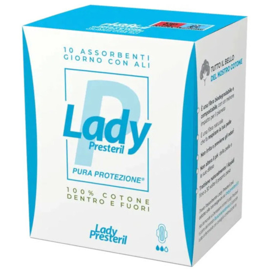 Lady Presteril Assorbenti Giorno Con Ali Ripiegati Biodegradabili 10 Pezzi - Immagine 6
