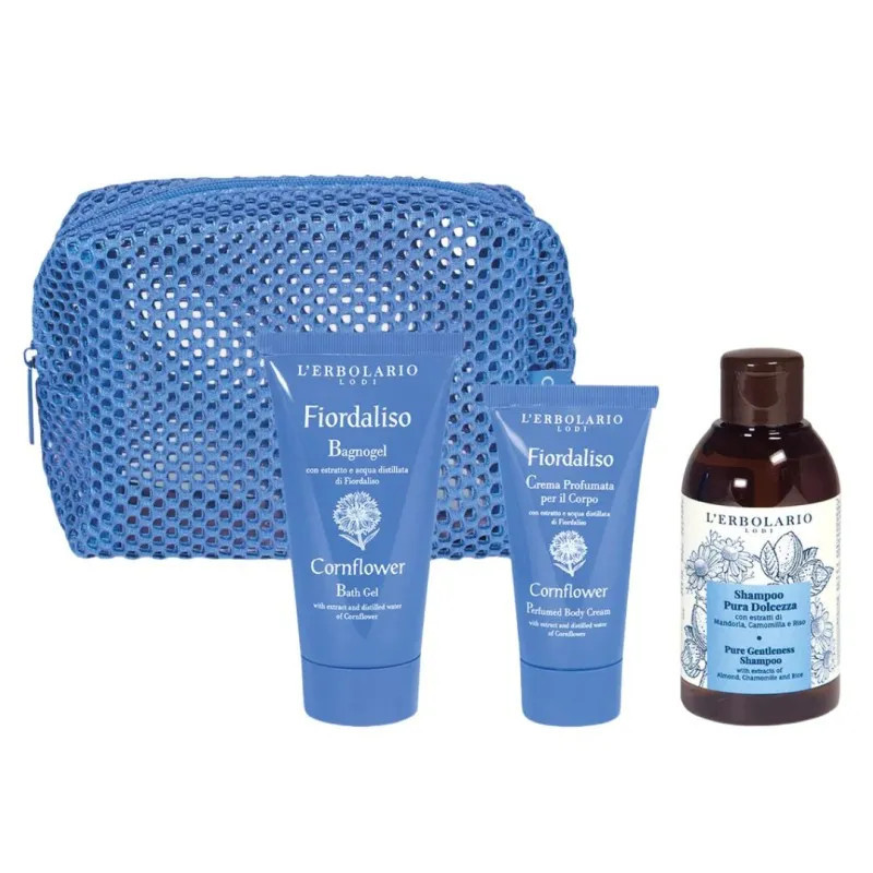 Beauty Express Kit Viaggio Corpo e Capelli Bagnogel Fiordaliso 50ml + Shampoo 100ml + Crema Corpo 30ml - L'Erbolario