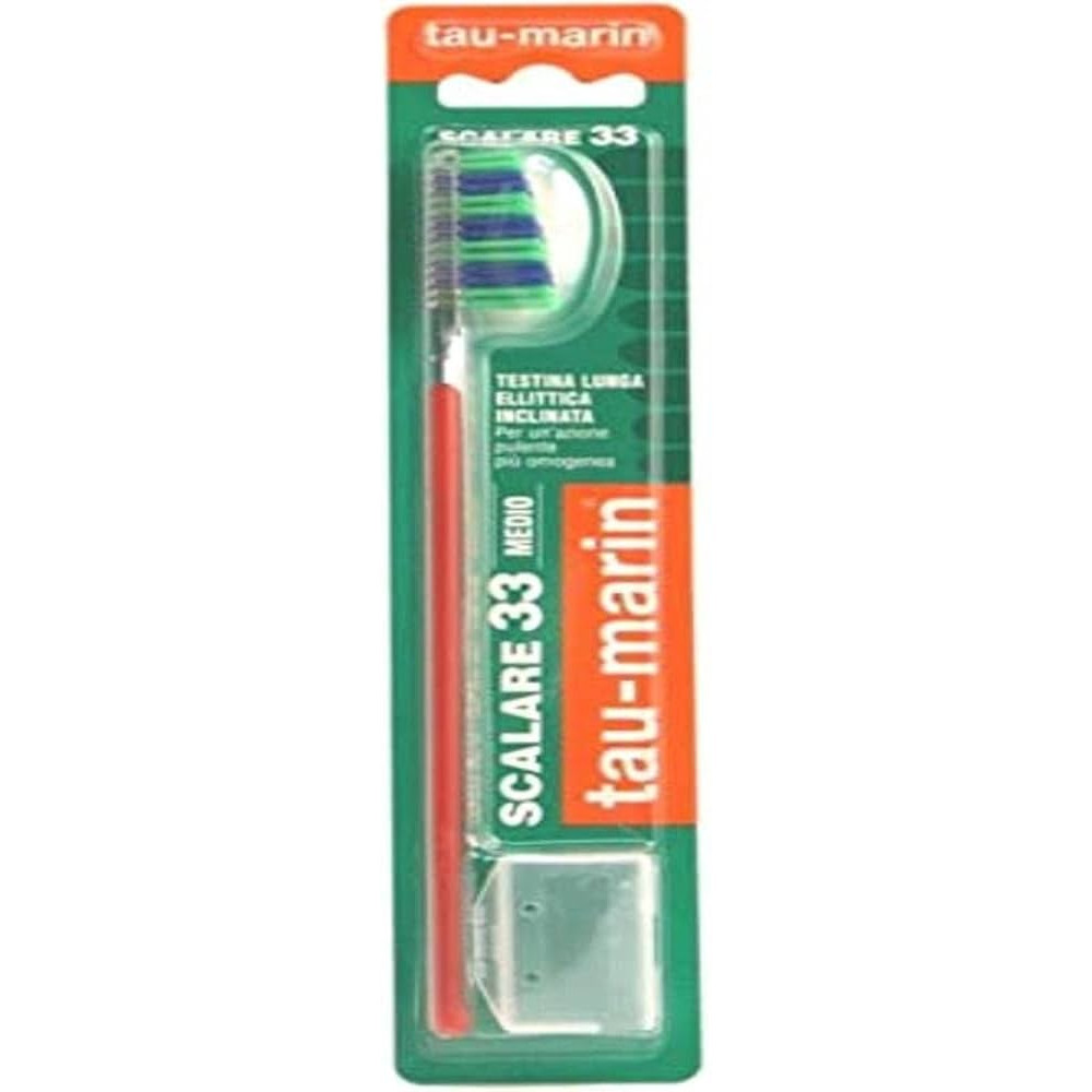 Tau-Marin Spazzolino Scalare 33 Medio Antibatterico con Ioni d'Argento Testina Lunga 33mm - Taumarin
