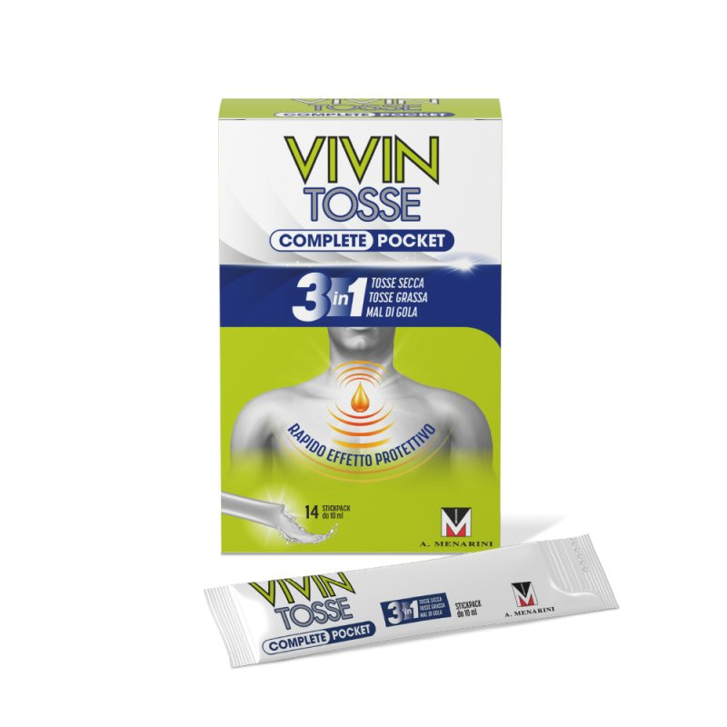 Vivin tosse complete pocket 3 in 1 tosse grassa, secca e mal di gola - 14 stick 10ml - Immagine 9