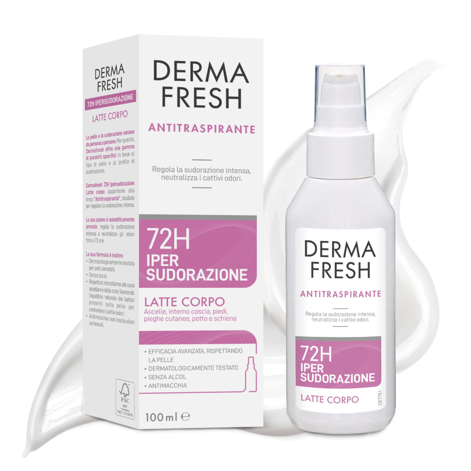 Dermafresh IPER SUDORAZIONE 72H Latte Corpo 100ml - Immagine 3