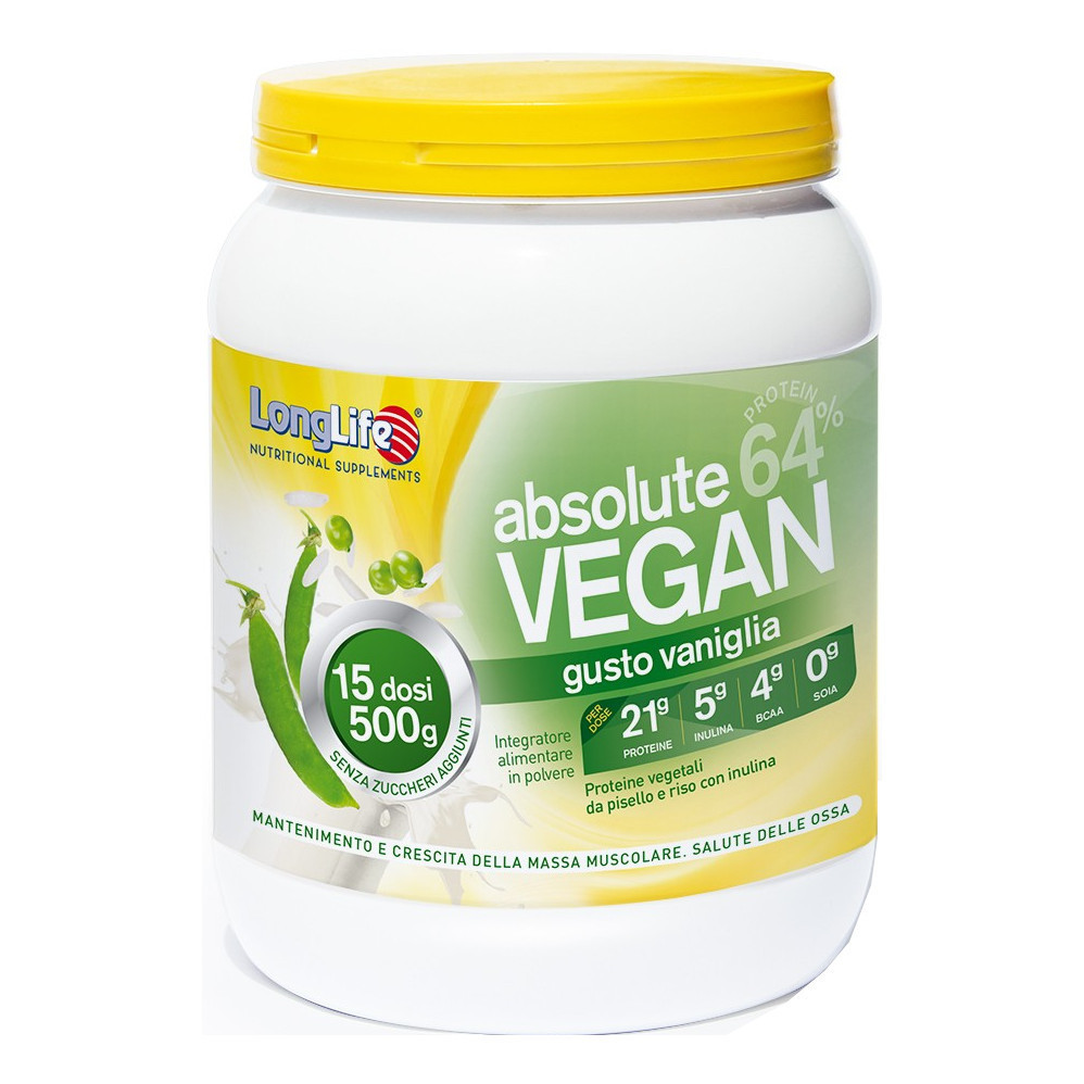 Longlife Absolute Vegan 500 gr Gusto Vaniglia - Integratore Per La Massa Muscolare - Immagine 4
