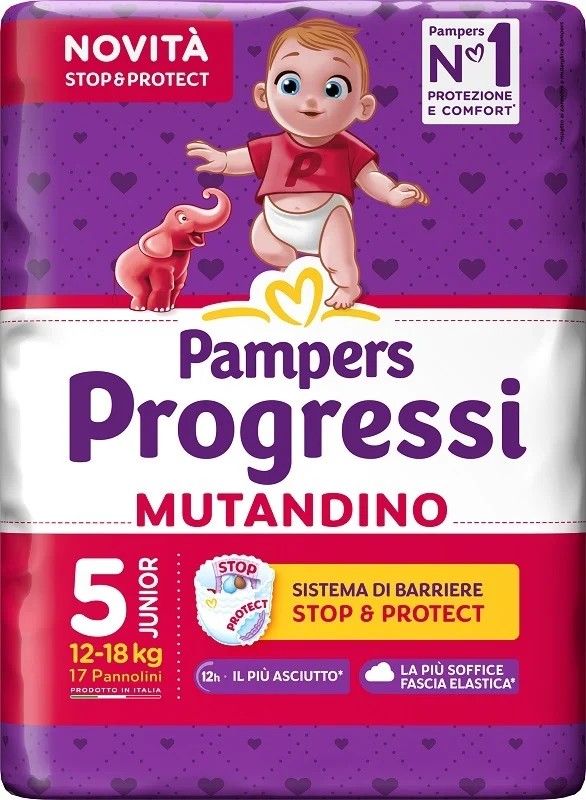 Pampers Progressi Mutandina Junior Per Bambini 12-18 Kg Confezione Da 17 Pannolini - Immagine 3