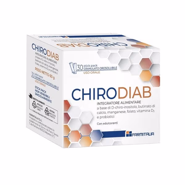 Chirodiab Integratore Alimentare con D-Chiro-Inositolo e Probiotici 30 Stick Pack - LJ Pharma Chirodiab Integratore Alimentare con D-Chiro-Inositolo e Probiotici 30 Stick Pack - LJ Pharma
