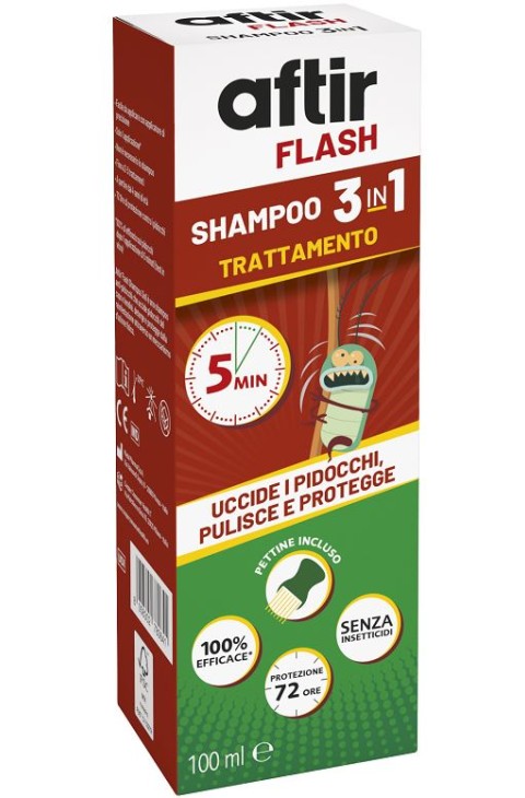 Cooper Consumer Health It Srl Marroni/Bianchi Shampoo Antipidocchi Aftir Flash 3In1, Protezione 72H, 100Ml - Immagine 3
