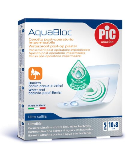 Cerotto Impermeabile Aquabloc con Tampone Antibatterico 10x8 cm 5 Pezzi - Pic