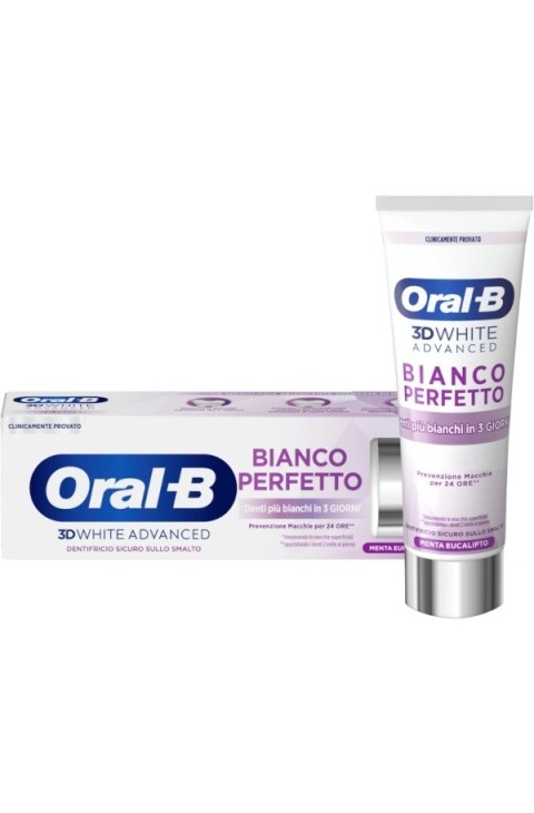 ORAL B 3d White Advanced Bianco Perfetto - Dentifricio Menta Eucalipto 75 ml - Immagine 3