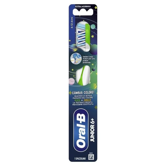 Oral-B Spazzolino Junior 6-12 Anni Extra Soft Setole Cross Action Colore Verde 1 Pezzo - Oral-B
