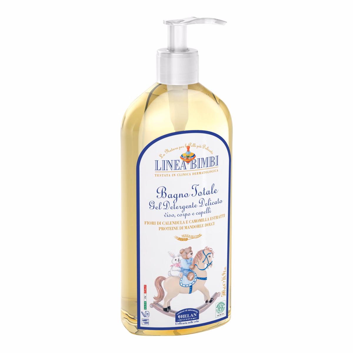 Linea Bimbi Bagno Totale Gel Detergente Delicato con Calendula e Camomilla 500 ml - Helan