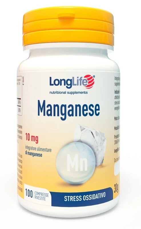 Longlife Manganese 10 Mg Per Metabolismo Energetico E Ossa 100 Compresse - Immagine 3