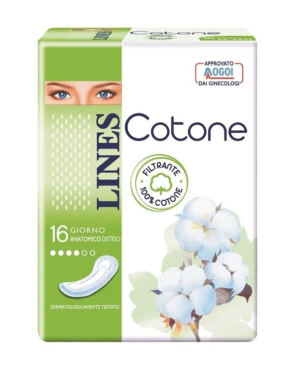 128pz LINES COTONE assorbenti giorno anatomici distesi 100% cotone - Immagine 4
