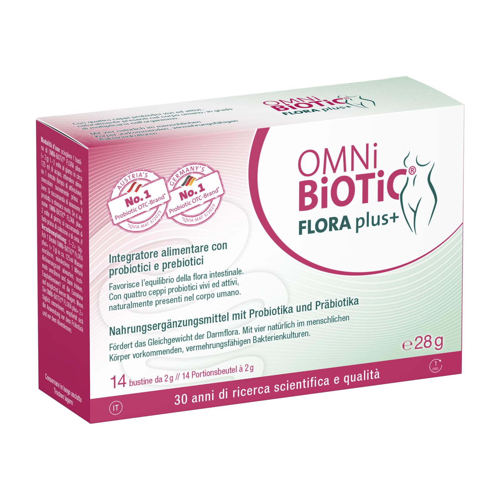 OMNi BiOTiC FLORA PLUS Integratore probiotico e prebiotico vegano senza glutine 14 bustine