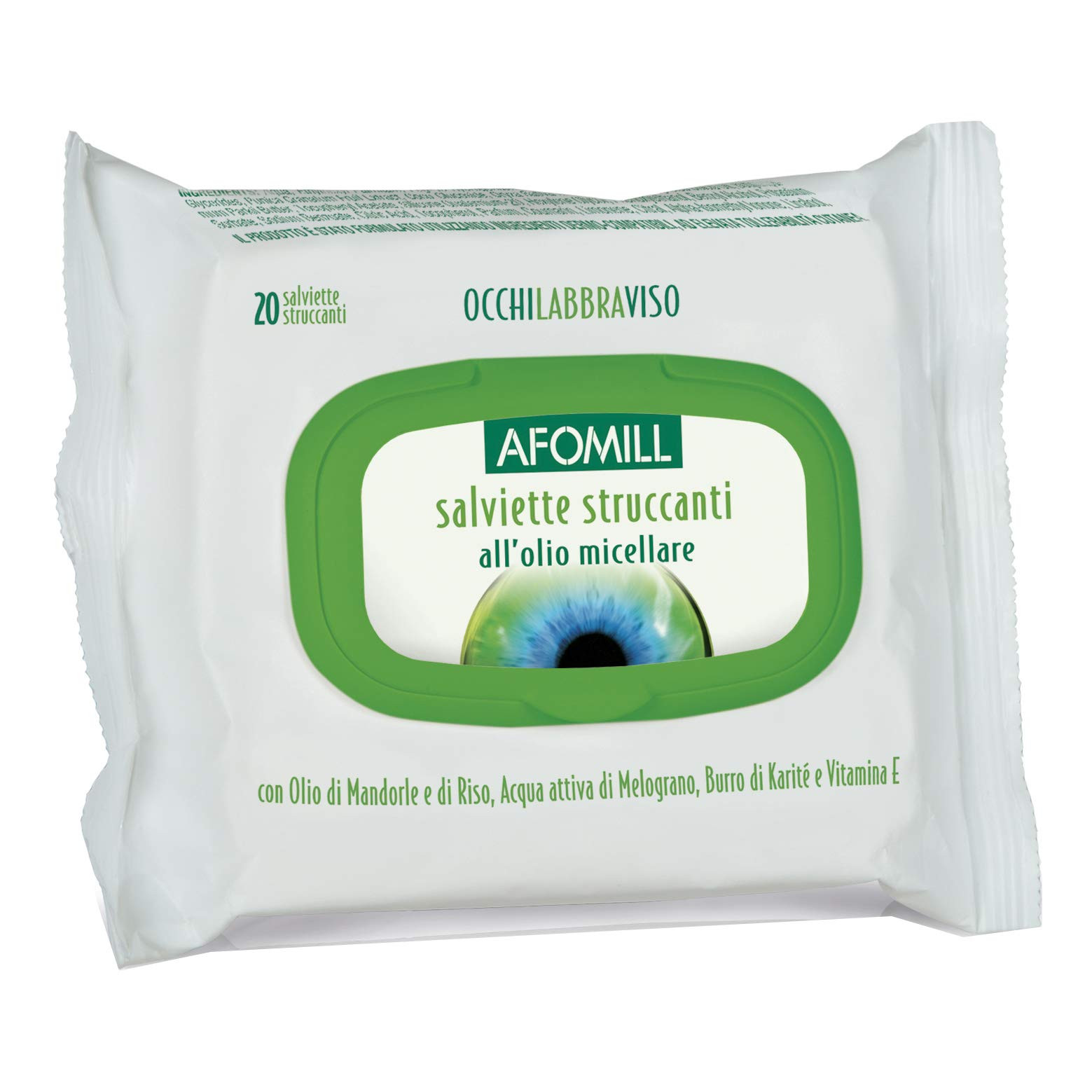 Salviettine Struccanti con Olio Micellare 20 pezzi per viso occhi e labbra - Afomill