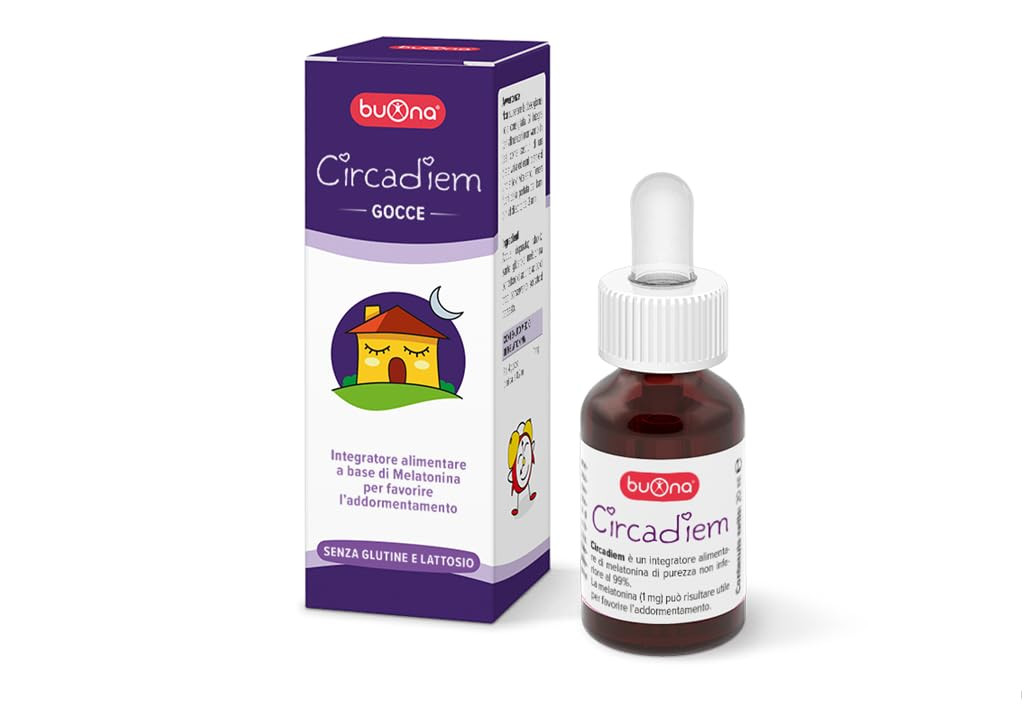 CIRCADIEM Gocce di Melatonina Pura 99% 20ml per Disturbi del Sonno - Buona