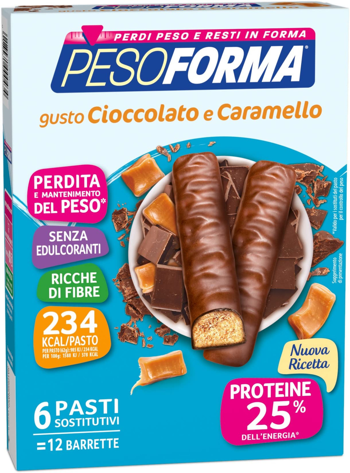 PESOFORMA Barrette pasto sostitutivo proteiche cioccolato e caramello 234 cal