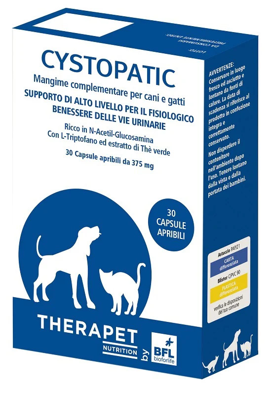 Cystopatic Integratore Vie Urinarie per Cani e Gatti 30 Capsule 11,25g - THERAPET