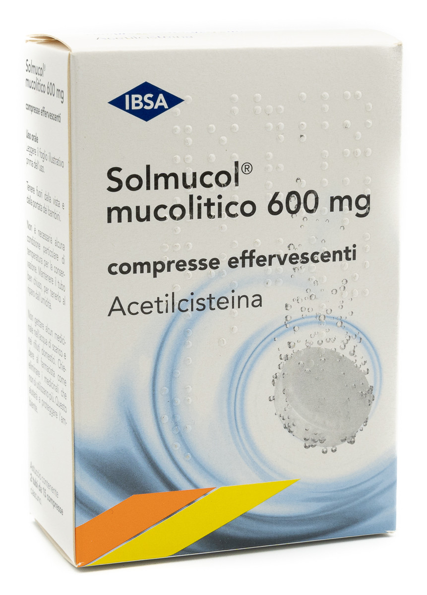 SOLMUCOL Mucolitico Acetilcisteina 600mg per Vie Respiratorie 30 Compresse Effervescenti