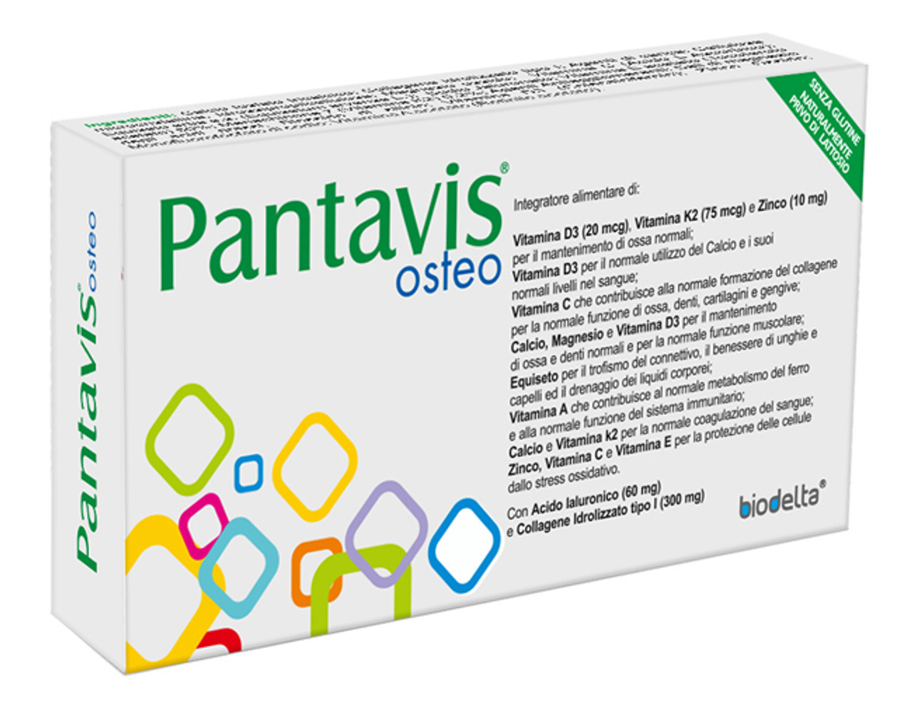 Pantavis Osteo Integratore per Ossa con Collagene e Acido Ialuronico 30 Compresse - BIODELTA