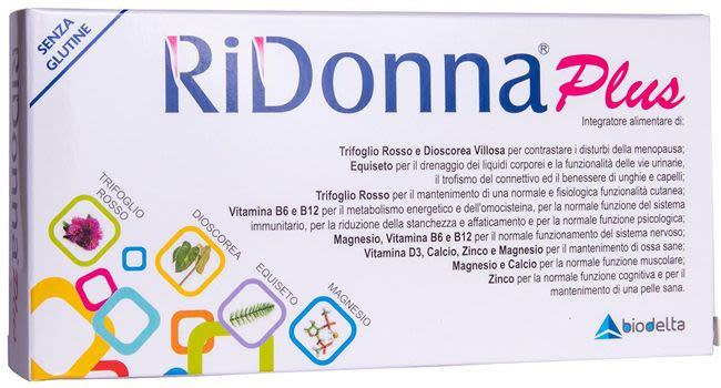 Ridonna Plus Integratore Menopausa con Calcio Magnesio Zinco 30 Compresse - BIODELTA
