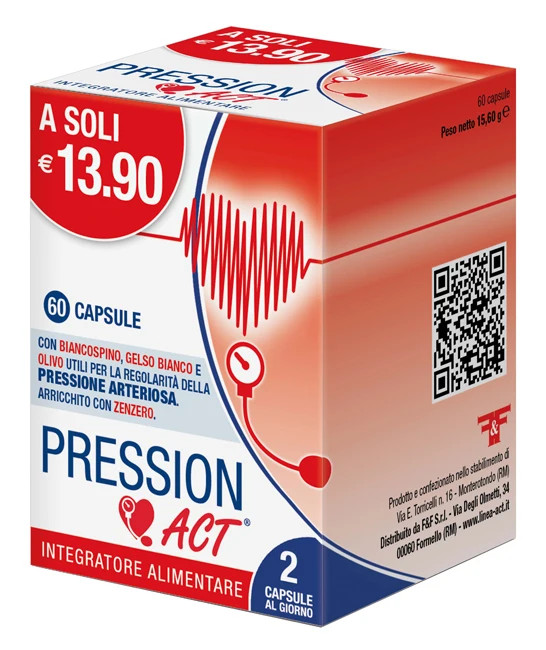 PRESSION ACT Integratore Pressione Arteriosa con Biancospino e Olivo 60 Capsule - F&F