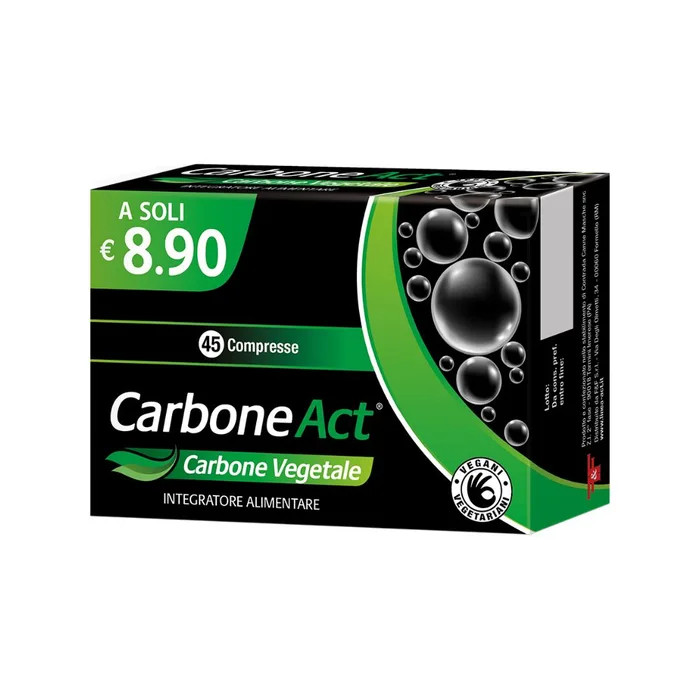Carbone Act Integratore Carbone Attivo Riduce Flatulenza e Gas Intestinali 45 Compresse - F&F SRL