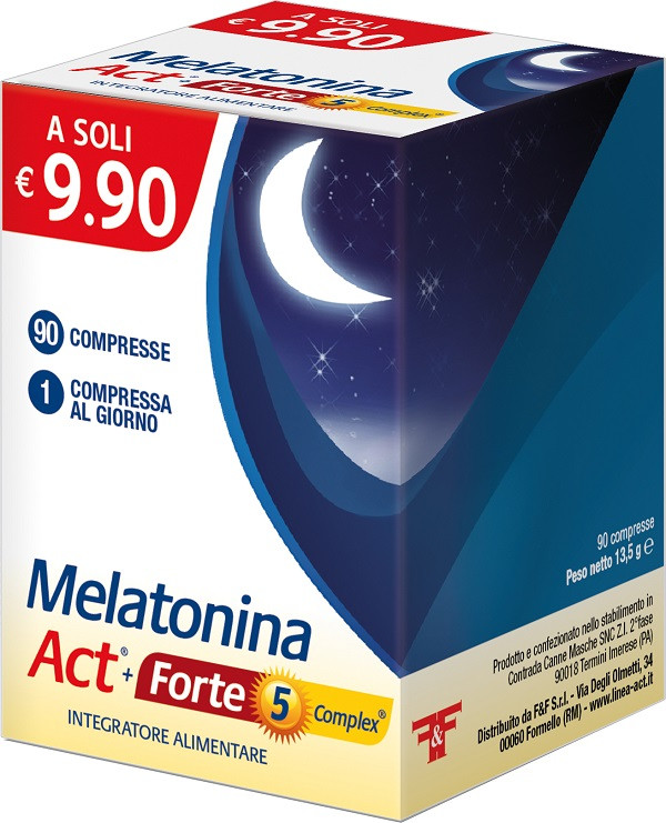 Melatonina Act + Forte 5 Complex Integratore Sonno 1mg 90 Compresse - F&F