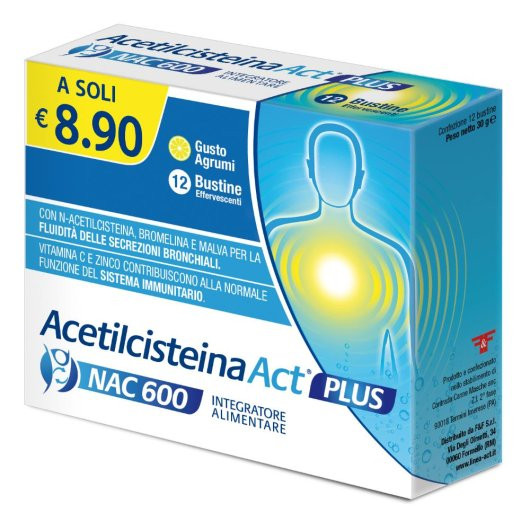 F&F Malva Acetilcisteina Act Plus Nac 600 12 Bustine Effervescenti Agrumi - Immagine 7