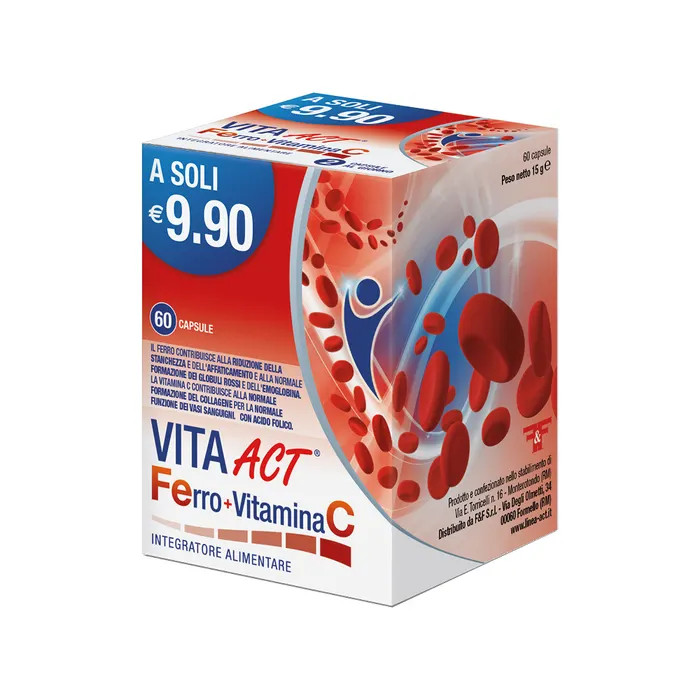 VITA ACT Integratore Ferro e Vitamina C per Stanchezza 60 Capsule - F&F