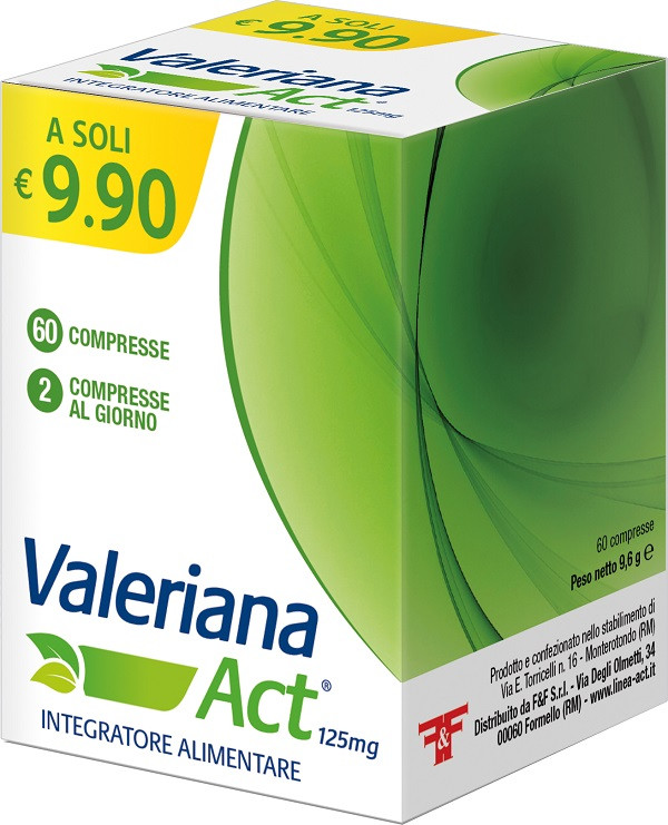 Valeriana Act Integratore Rilassante per Stress e Sonno 125mg 60 Compresse - F&F