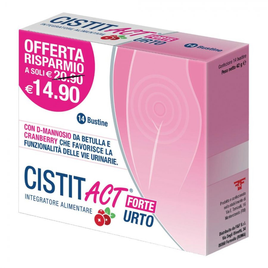 CISTIT ACT FORTE URTO Integratore Vie Urinarie con D-mannosio e Cranberry 14 Bustine