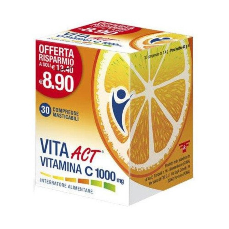 Vitamina C 1000mg Integratore Supporto Immunitario e Antiossidante 30 Compresse - F&F