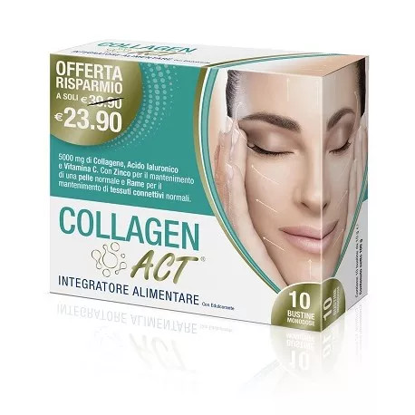 Collagen Act Integratore Collagene e Acido Ialuronico per Pelle 5000mg 10 Bustine - F&F