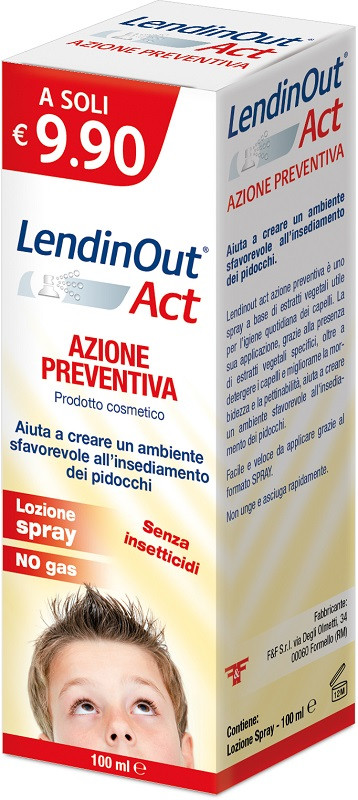 LENDINOUT ACT Spray Preventivo Pidocchi con Estratti Vegetali 100ml - LENDINOUT