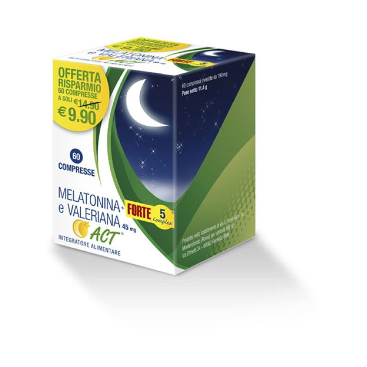 Melatonina 1mg e Valeriana Integratore Sonno 60 Compresse - F&F