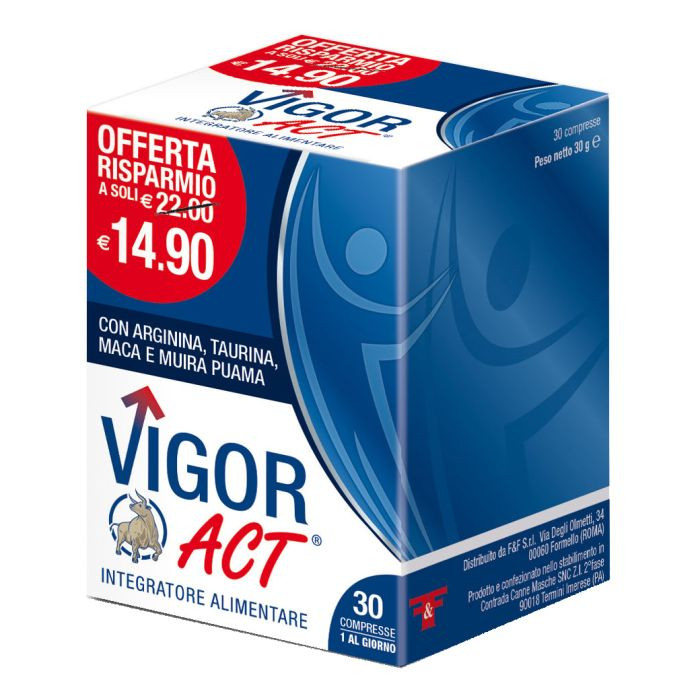 Vigor Act Integratore Tonico Energizzante con Maca e Muira Puama 30 Compresse - F&F