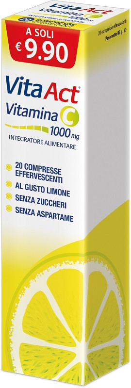 Vita Act Integratore Vitamina C 1000mg 20 Compresse Effervescenti al Limone - F&F