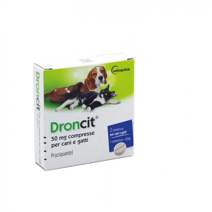 Droncit 50mg Antielmintico Cestodi Cani e Gatti Praziquantel Compresse - DRONCIT