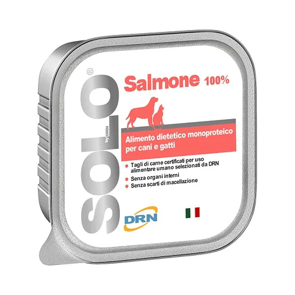 Solo Salmone Alimento Umido Monoproteico Dietetico Cani e Gatti 100g - DRN