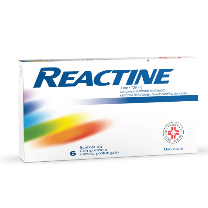 Reactine 5mg+120mg Medicinale per Allergie 6 Compresse a Rilascio Prolungato - Reactine