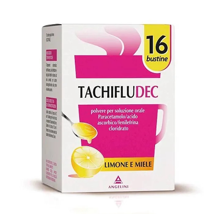 Tachifludec Polvere per Soluzione Orale Raffreddore Influenza Limone e Miele 16 Bustine - Tachifludec