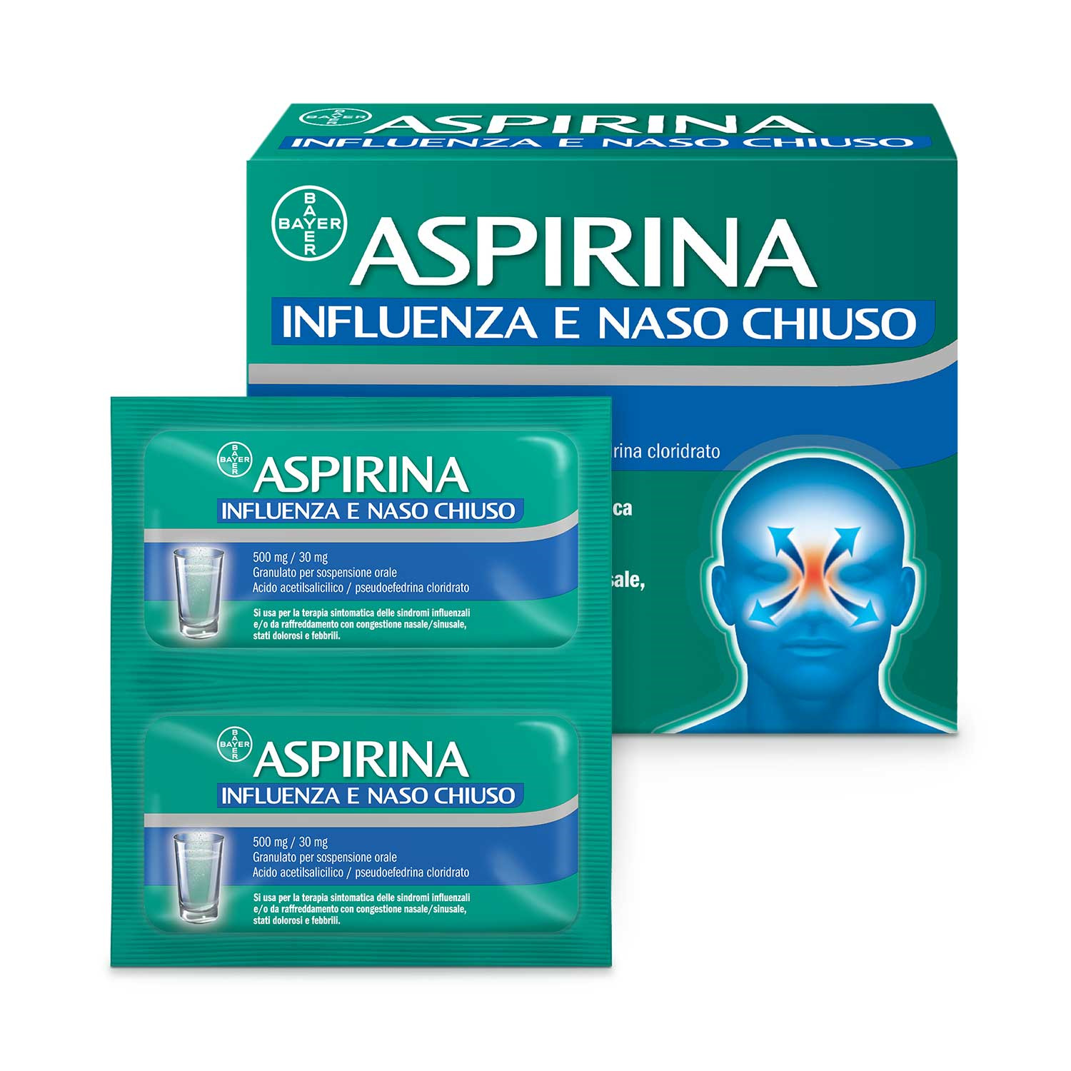 Aspirina Influenza e Naso Chiuso 500 mg/30 mg Granulato - Aspirina