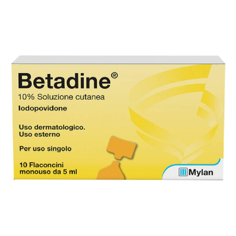 Betadine Soluzione Cutanea Disinfettante 10% 10 Flaconcini Monouso 5 ml - Betadine